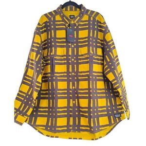 Levis Skateboarding Mens Sz M Long Sleeve Shirt Torn Plaid Black Yellow NWT $128